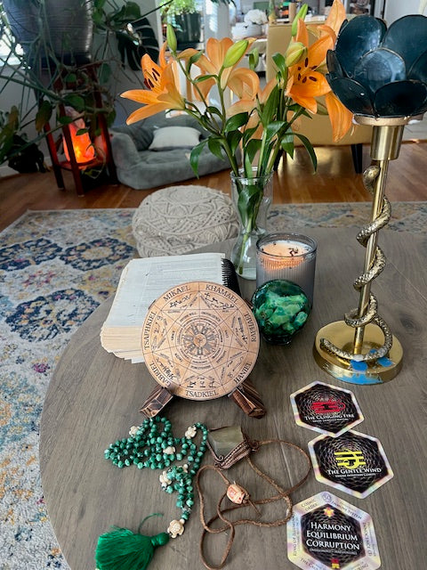 Finished mandala displayed on altar
